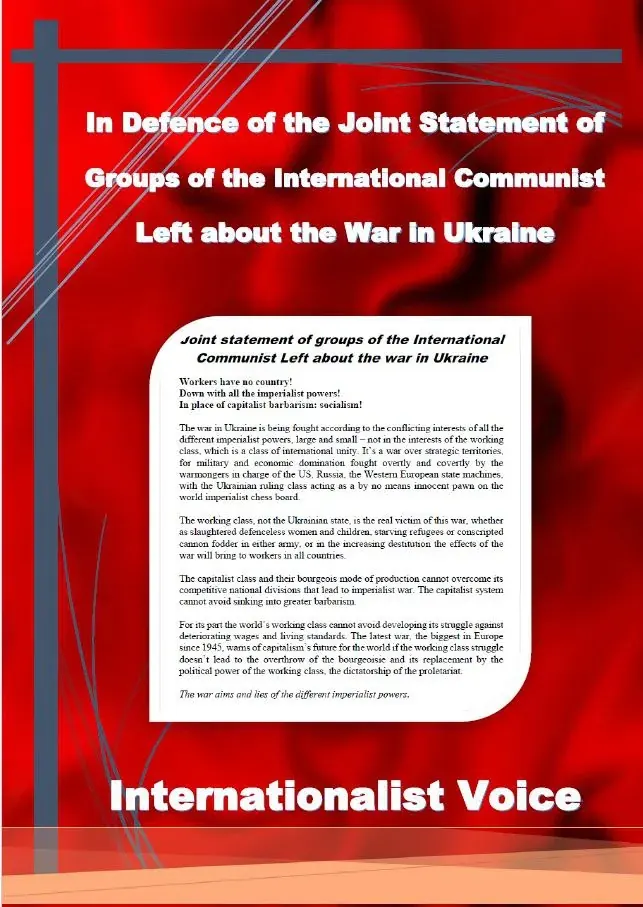 Leaflet with communist statement on the war in Ukraine, critiquing imperialism and capitalism from an internationalist left perspective