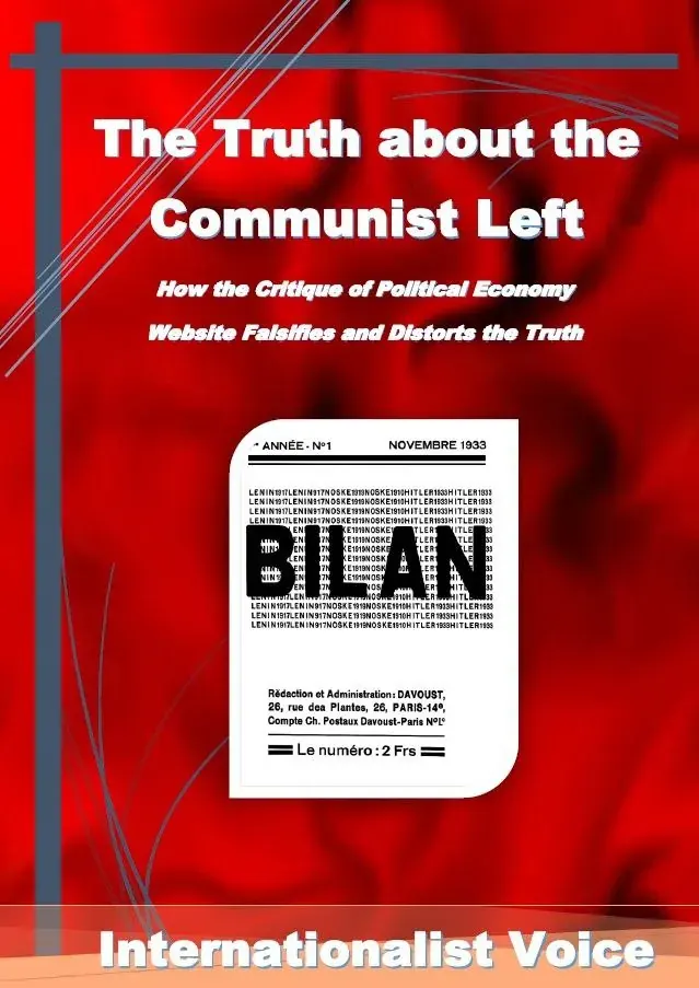 Archival-style page with dense French and English text about communist critique of political economy