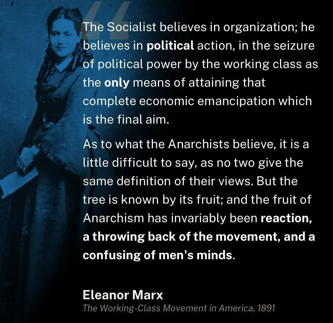 Quote from Eleanor Marx on socialism, political power, and the working-class movement in America, 1891