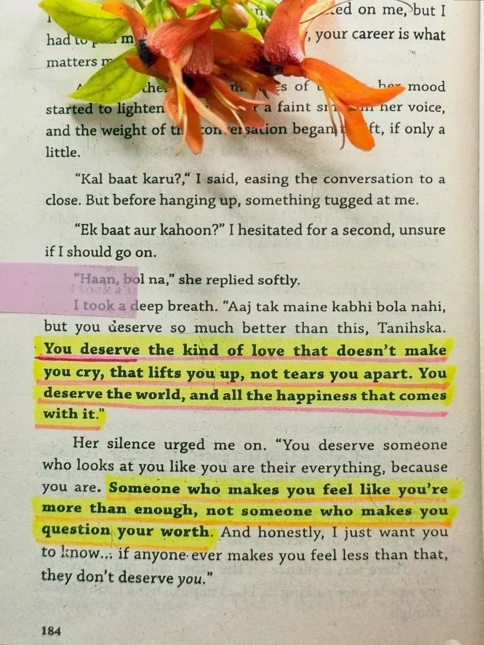 Portrait photo of a printed page with a heartfelt message about deserving better love and self-worth
